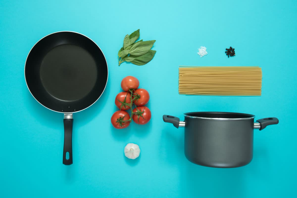 A pan, pot and basic cooking essentials