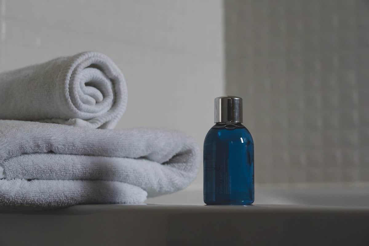 Rolled towels and toiletries
