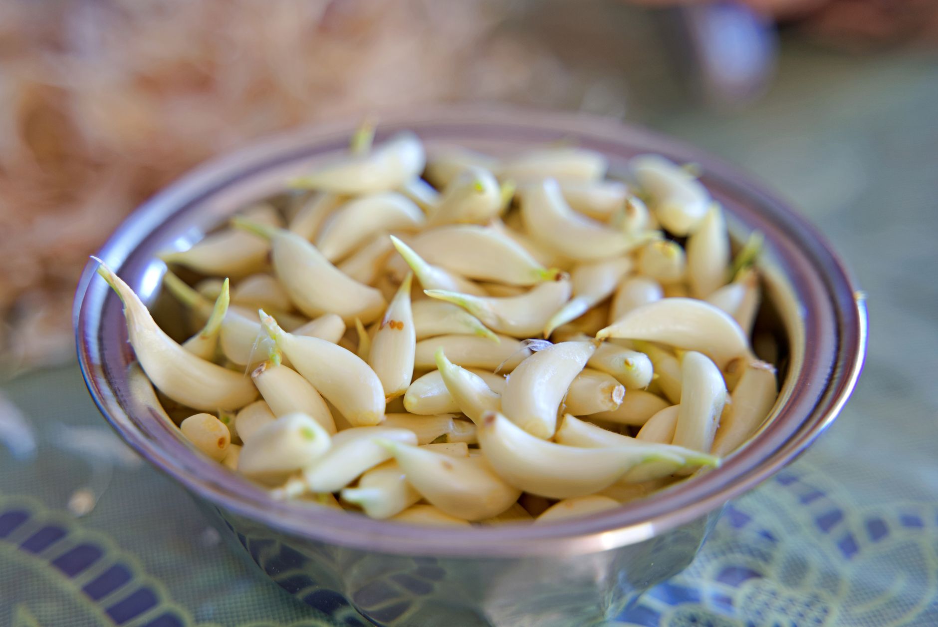 Garlic cloves separated and ready to plant